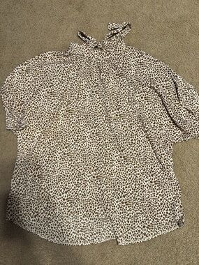 SHEIN Brown and White Animal Print Top